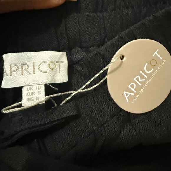 Black Wide Leg Pants Elastic Waist Drawstring US 6 By Apricot, Linen blend - Picture 3 of 7